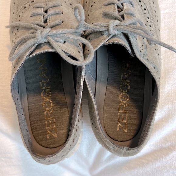Cole Haan ZeroGrand Oxford Sneaker Sole Wingtip Gray Suede Perforated Size 7 - Picture 9 of 14